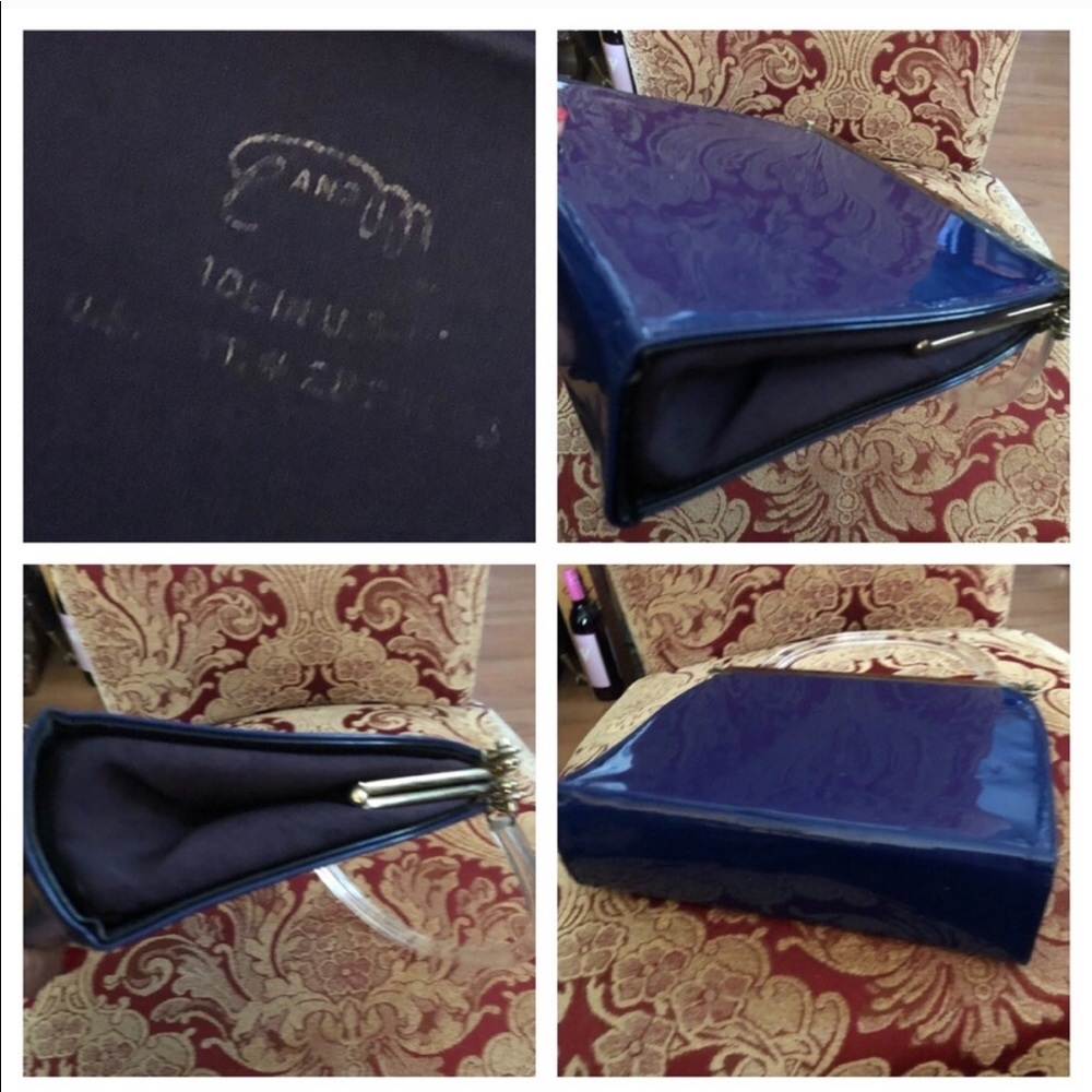 3 in 1 Blue Handbag w Lucite Handle - Picture 5 of 13